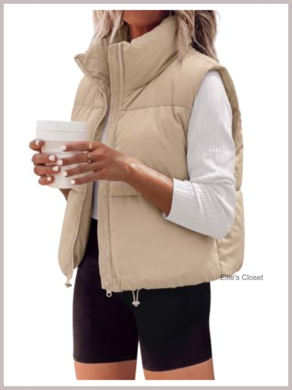Womens Cropped Puffer Vest Zip Up Stand Collar Sleeveless Padded Crop